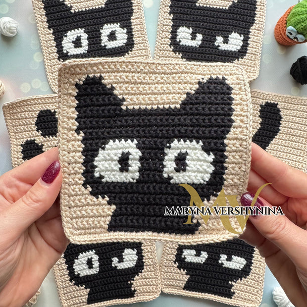 Cats Squares for--Blancket-Cardigan-Bags--Crochet Pattern