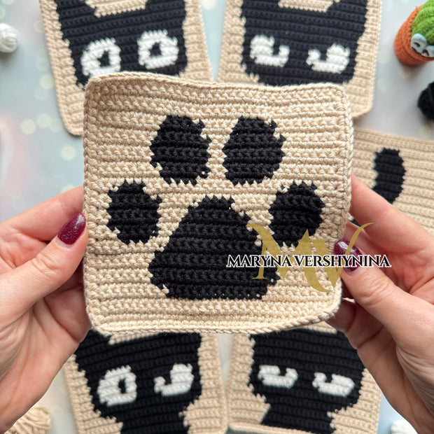 Cats Squares for--Blancket-Cardigan-Bags--Crochet Pattern