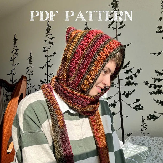 Woodland Hooded Scarf crochet pattern